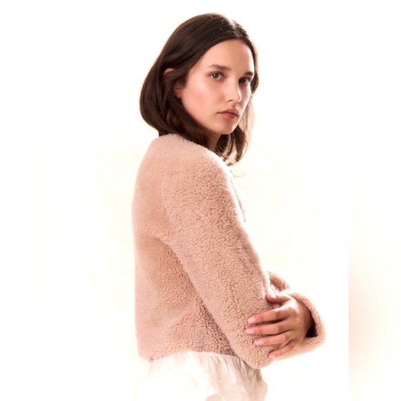 NWT LoveShackFancy Lully Faux Shearling Jacket in Honey. Size XXL. - Picture 14 of 16